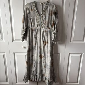 Dolma Gauze Cotton Bohemian Maxi Dress Women's Size Medium
